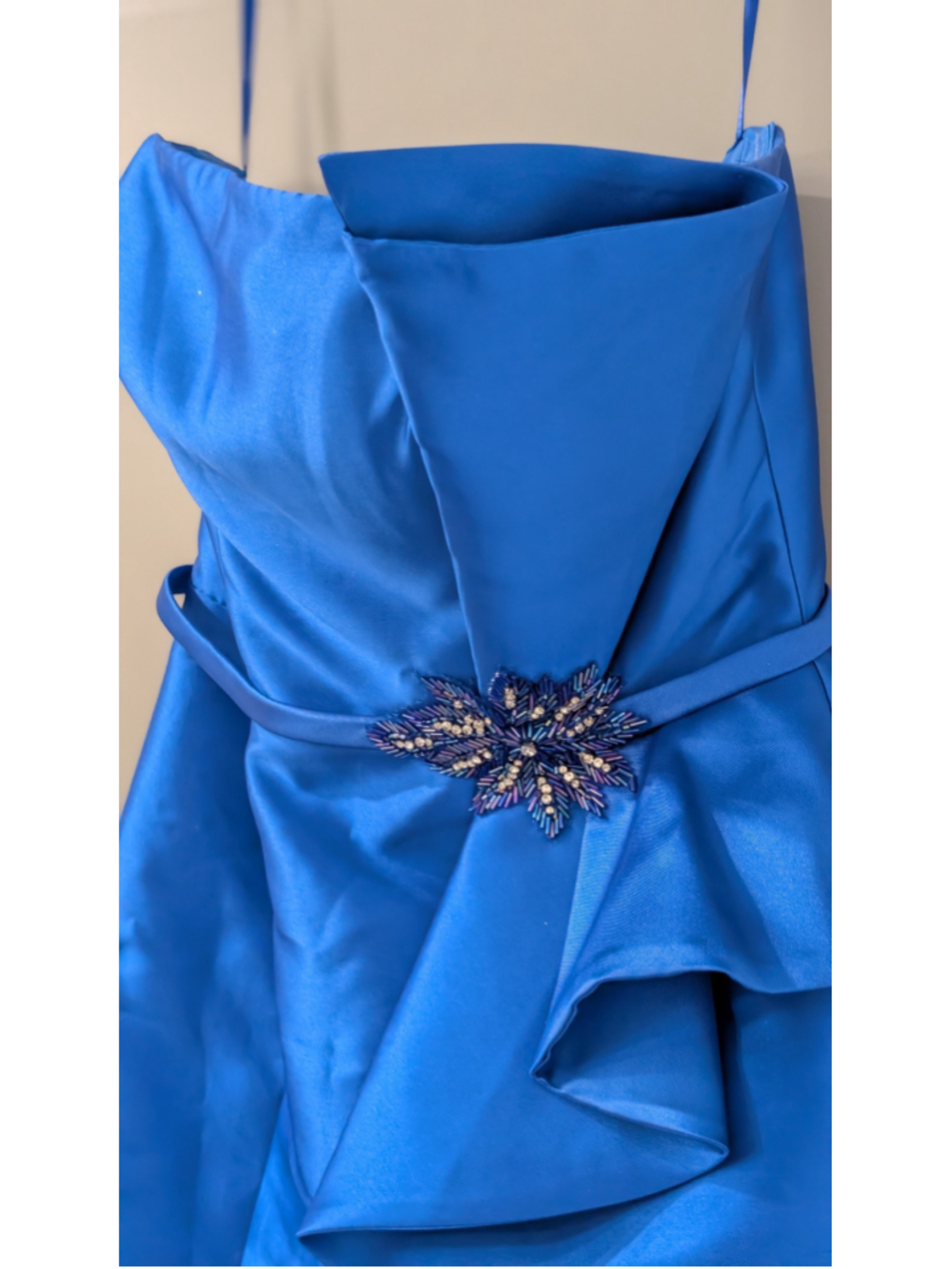 NWT Rene Ruiz Collection Blue Satin Embellished Formal Gown Size 8 $349 - Picture 8 of 16